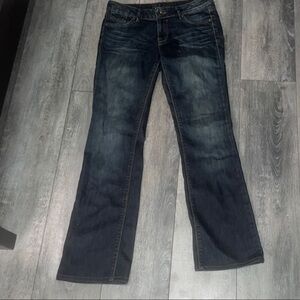Women's Dark Blue Wash Blue Straight/flared Leg Jeans